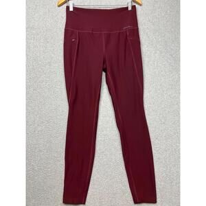 Eddie Bauer Ankle Yoga Leggings Womens Size M Burgundy High Rise Elastic Waist